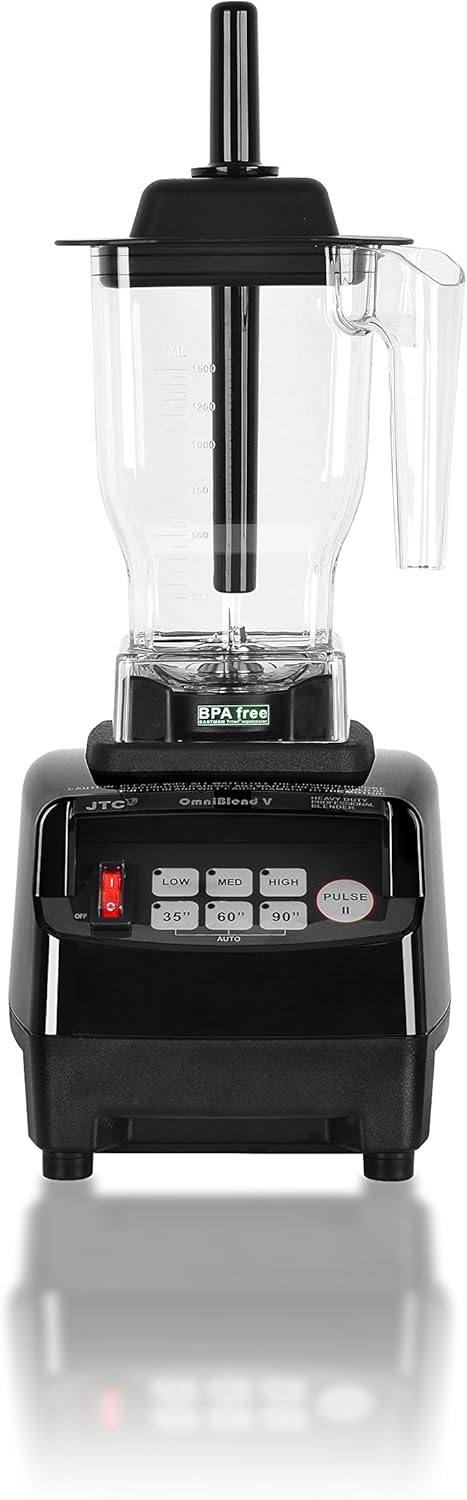 OmniBlend V Commercial Blender for Smoothies Shakes Cocktails, Heavy Duty 3-Speed, Self-Cleaning, Includes Multi-functional 2-in-1 Wet Dry Blades, 1.5 Liter BPA-Free Shatter-Proof Jar (Black)