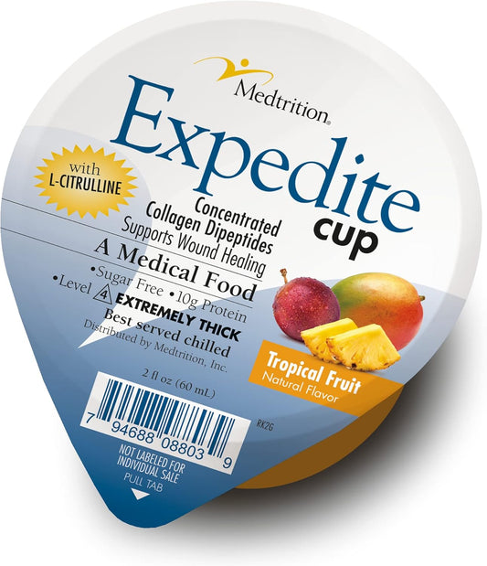 Medtrition Expedite Gelatin Cup, Fast Track Wound Healing, 30X More Collagen Dipeptides Than Powder, Supports Wounds, Diabetic Foot Ulcers, Cosmetic Surgery, and More (2 Fl Oz, Pack of 12)