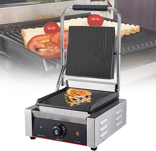 Electric Panini Sandwich Maker, 1.8KW\/3.6KW Indoor Steak Press Grill, Stainless Steel Single\/Double Press Grill, Adjustable Temperature,811A-110V