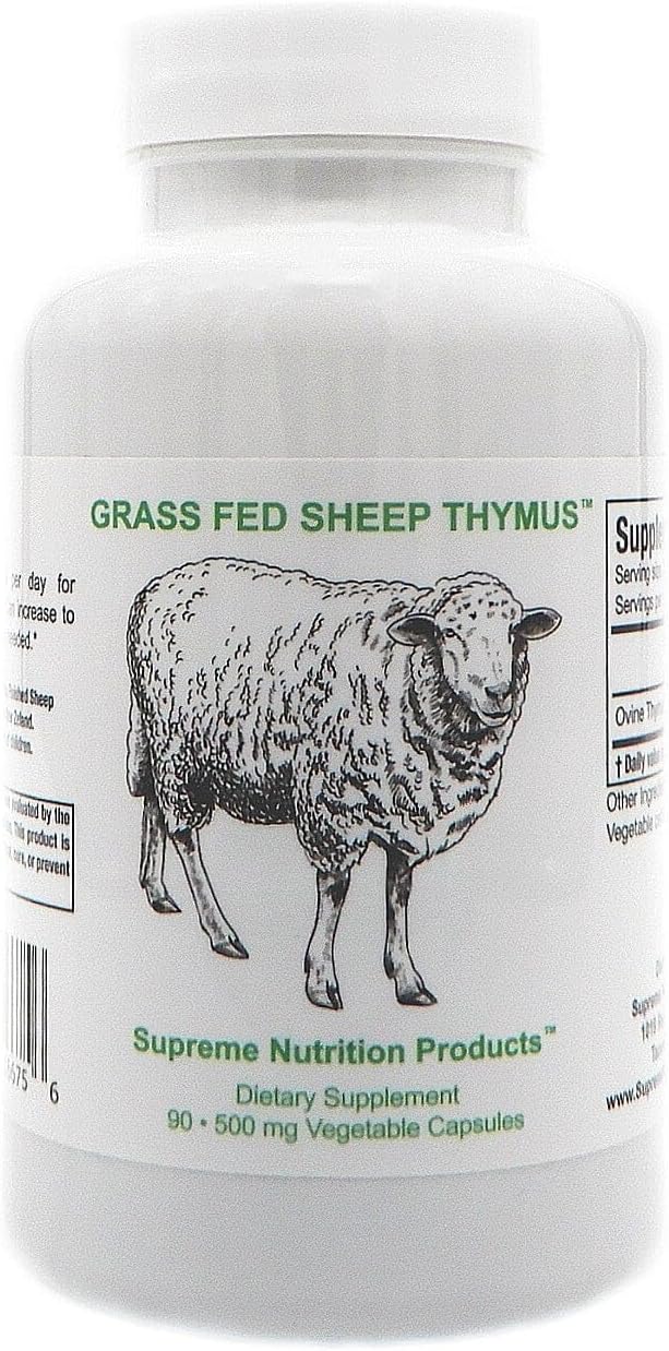 Supreme Nutrition Sheep Thymus - 100% Grass Fed and Finished in New Zealand, 90 Capsules of Pure Ovine Thymus