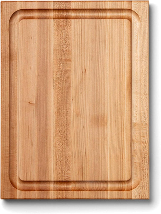 John Boos CB Series Rectangular Wooden Maple Cutting Board 20\u201Dx15\u201D \u2013 1.5\u201D Thick, 12-lb Reversible Butcher Block with Juice Groove, Edge-Grain & Finger Grips \u2013 Made in the USA