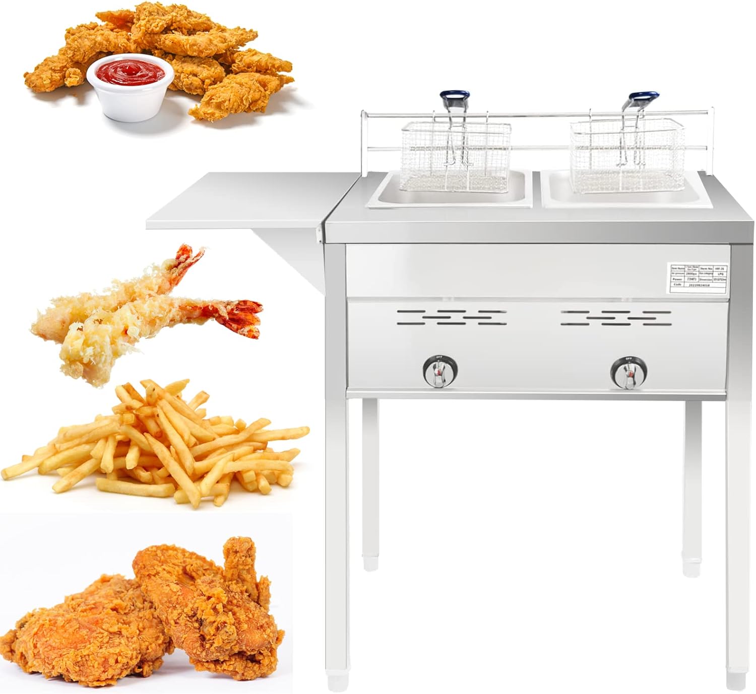Commercial Two Tank Deep Fryer,Propane Cooker with Two Stainless Baskets and Steel Oil for Outdoor Frying