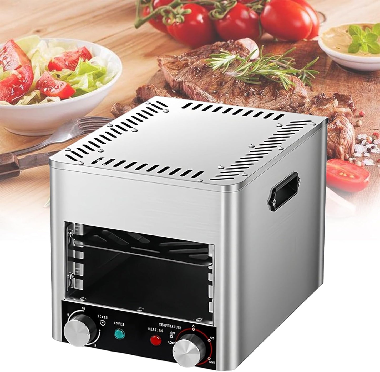 Smokeless In-frared Electric Broiler for Indoor Use, Fits on Kitchen Counter, Comes with Broiler Tray and Grill, 800℃ Commercial Steak Stove for Cooking Steak, Pork,Chicken, Vegetables,A-110V