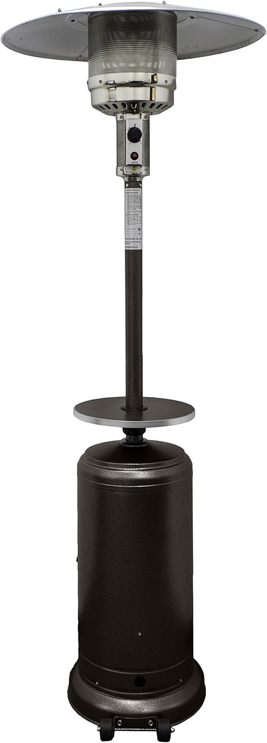 AZ Patio Outdoor Propane Gas Patio Heater, 48K BTU's, Open Door Design, Adjustable Table, Single pole, CSA approved, Hammered Bronze Finish
