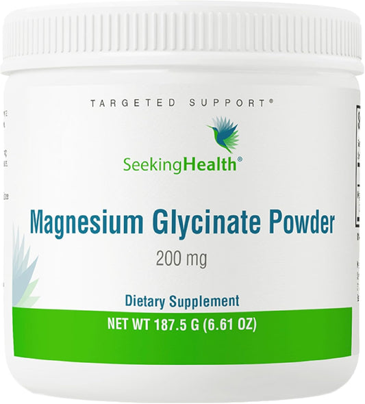 Seeking Health Magnesium Glycinate Powder, 200 mg per Serving, Bioavailable Bisglycinate Chelate, Support Sleep and Relaxation, Natural Energy, Vegetarian (75 Servings)*