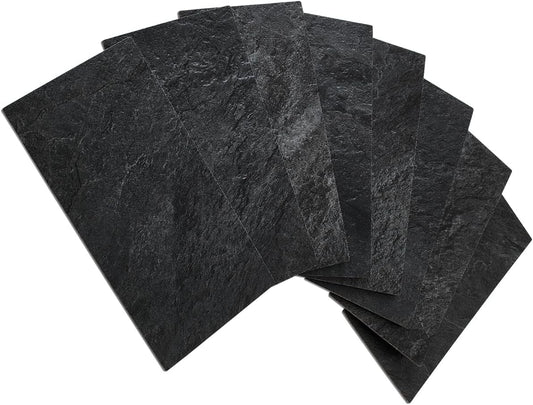 AULIGET 3" x 6" Subway Tile Peel and Stick Backsplash, Thick PVC Stick on Wall Tiles for Backsplash Kitchen, Bathroom, Laundry Room, Camper, Fireplace (100, Black Slate)