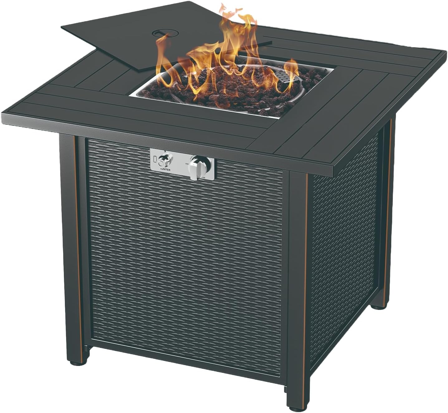 Propane Fire Pit 30 Inch Outdoor Gas Fire Pit | Steel Fire Table with Lid | Patio Fire Pit Table & Outdoor Fire Pir Propane for Deck, Garden & Backyard | Powerful Propane Outdoor Fire Pit 50,000 BTU