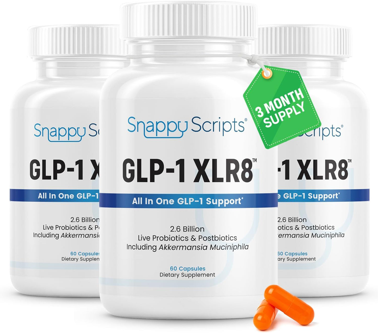 GLP-1 XLR8 Supplement Hunger Metabolism Weight Loss Support 2.6 Billion AFU Live Probiotics Postbiotics Akkermansia Berberine Green Tea Korean Ginseng Expert Led Formula for Women & Men 180 Capsules