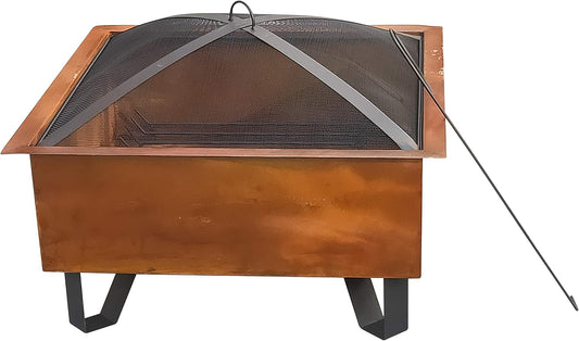 Bond Manufacturing 52119 Boxite 26" Square Wood Burning Steel Fire Pit, Rust