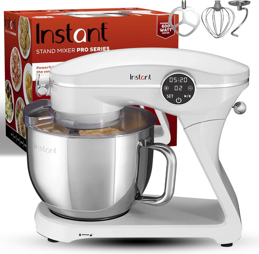 Instant Pot Instant Stand Mixer Pro,600W 10-Speed Electric Mixer with Digital Interface,7.4-Qt Stainless Steel Bowl,Dishwasher Safe Whisk,Dough Hook and Mixing Paddle,Pearl