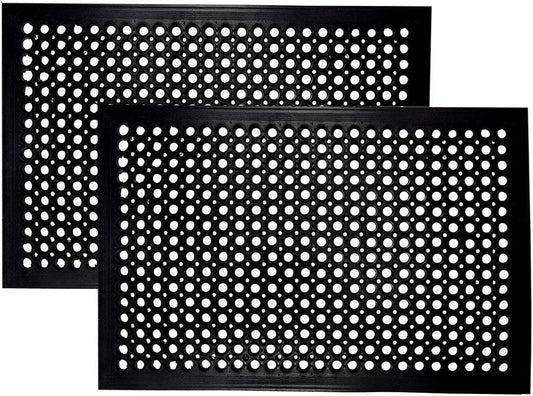 IRONGATE Rubber Doormat - 2 Pack Non Slip Anti Fatigue Indoor Outdoor Rubber Floor Mat - Heavy Duty Commercial Kitchen Ramp Pool Restaurant Garage Floor Mat - Anti Slip Bar Drainage Mat - 24x36
