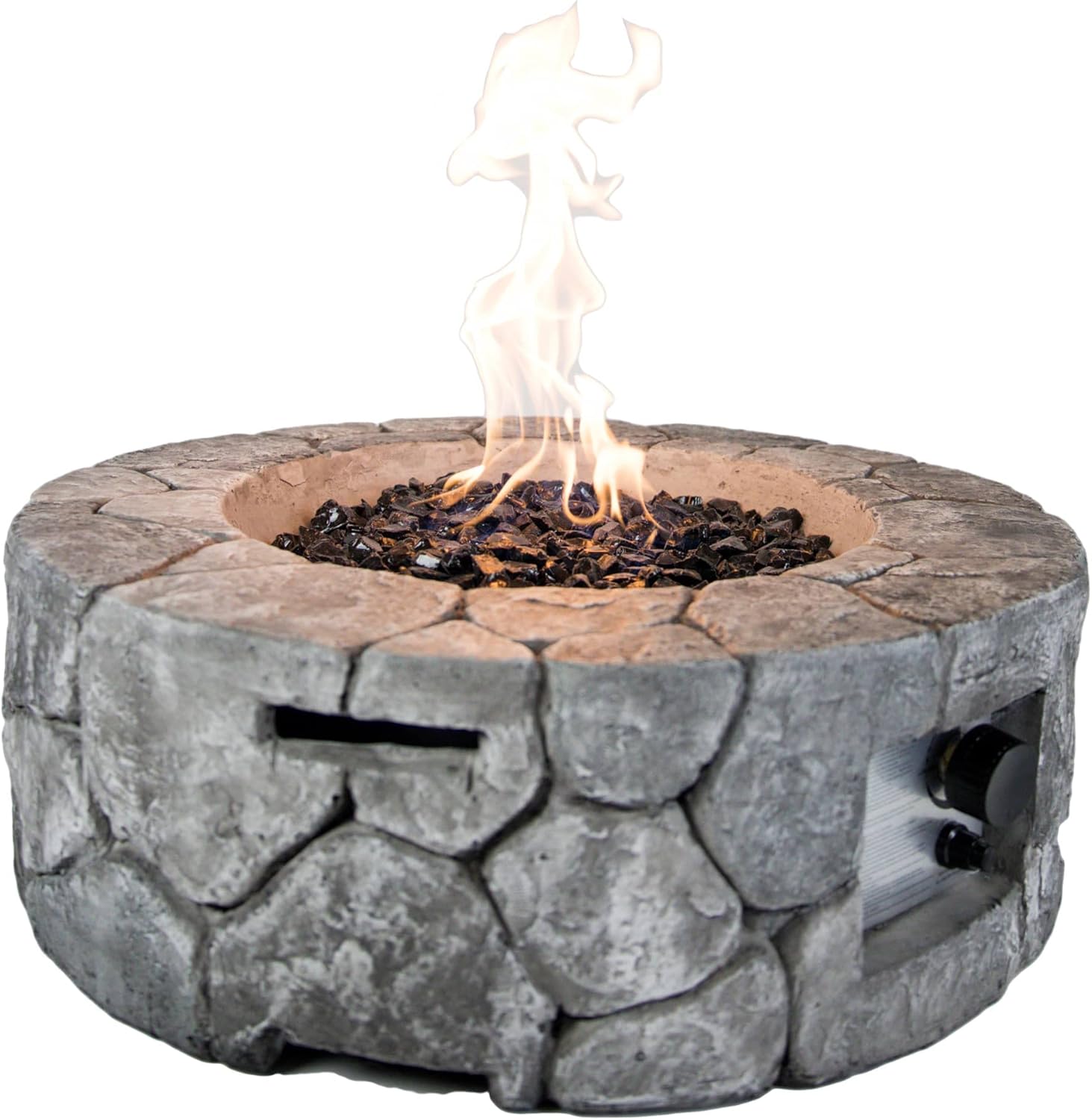 Bluegrass Living HF09501AA Edinburgh 40,000 BTU Propane FirePit Table for Patio and Deck Use, MGO Construction, Includes Crystal Glass Beads Protective Fabric Cover, 28 Inch x 9 Inch, Stonework Finish