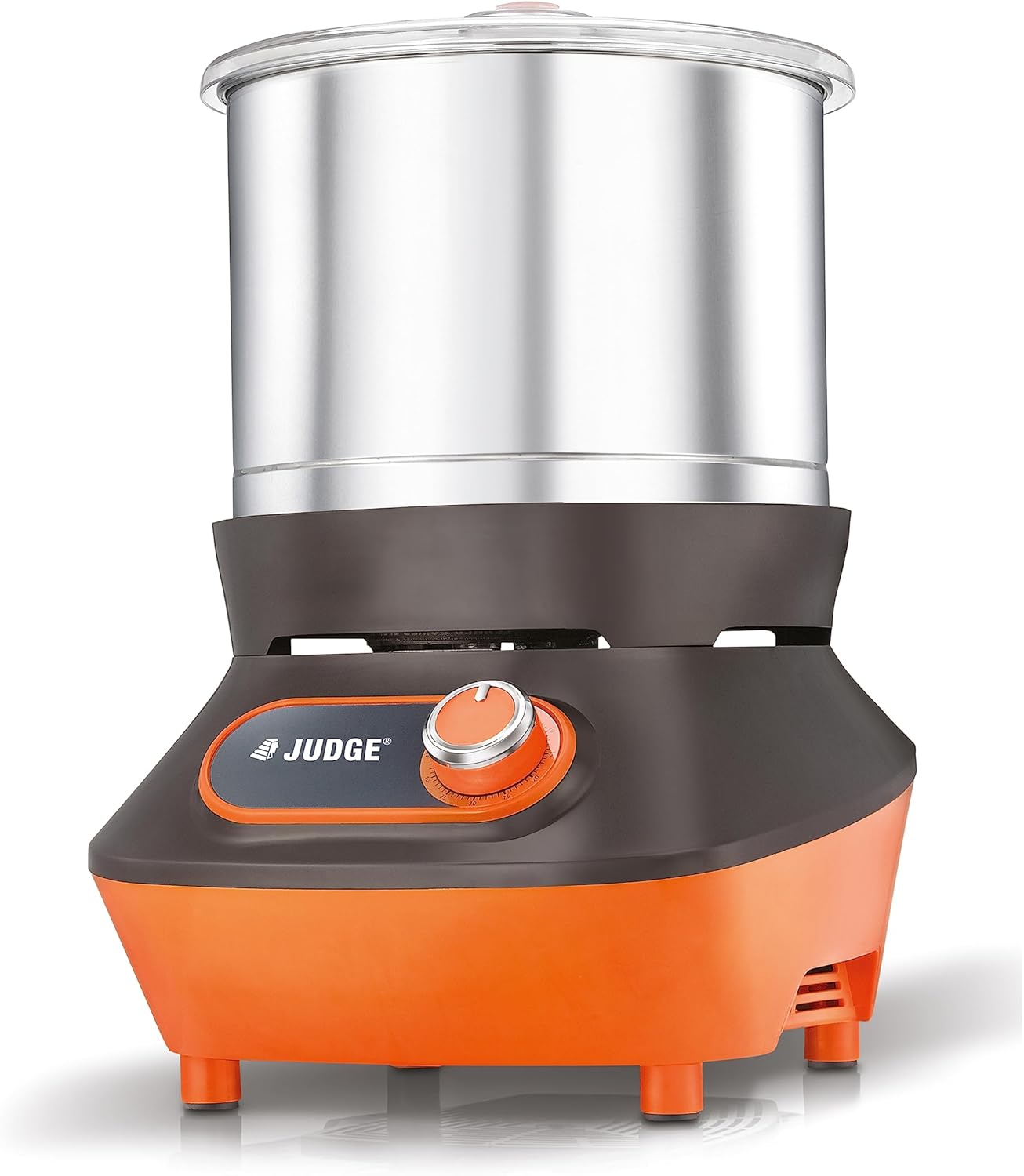 Judge By Prestige Vertical Wet Grinder with Stainless Steel Drum, Coconut Scraper and Atta Kneader Attachments, 200 Watt, 110V (Orange & Brown)