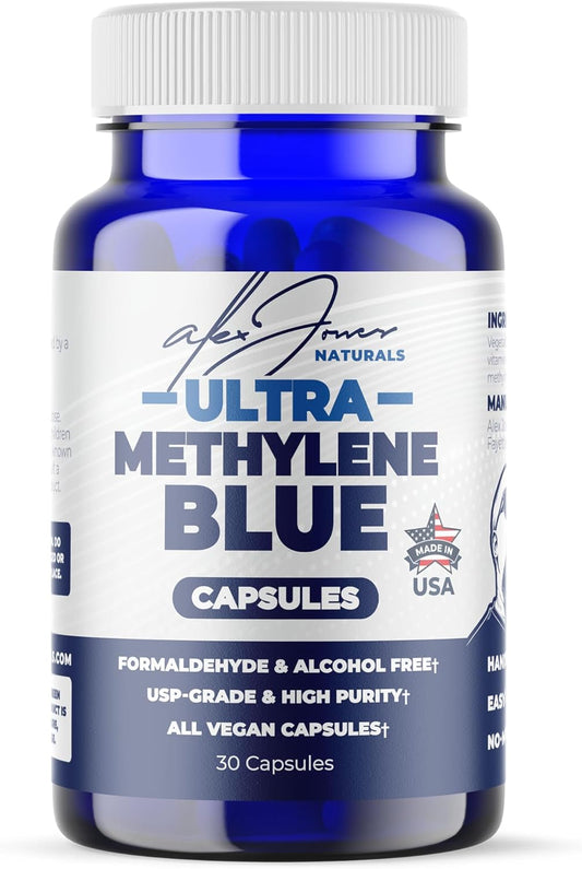 Ultra Methylene Blue Capsules - Pharmaceutical Grade Supplement - 10mg USP Grade - Vitamin C, for Brain Health, Focus, Energy