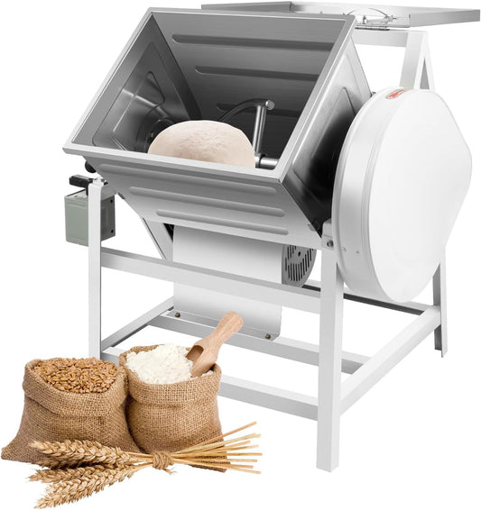 30QT Commercial Electric Dough Mixer, 15kg 110V Flour-Mixing Machine, Heavy-Duty Pizza Dough Kneading Machine with Flipped 90° Mixing Container, Commercial Dough Mixer for Hotels, Schools