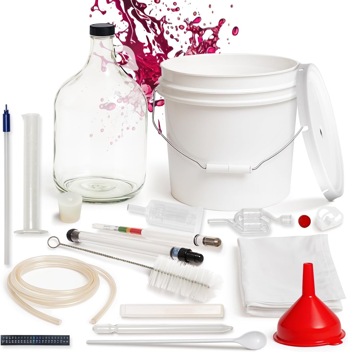 Wine Making Kit & Mead Making Kit | Complete Home Brewing Kit for Beginners & Experts - Includes Glass Carboy, Fermenter, Hydrometer, Siphon, Airlock & More | DIY Wine Brewing Equipment