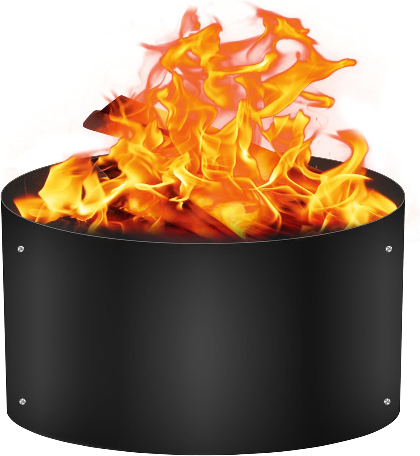 FEBTECH Fire Ring for Outside Fire Pit - 38" Dia & 12" H No Bottm Deep Fire Ring Insert - Powder Coated 2mm Carbon Steel Liner for Above or In Ground Fire Pit & Outdoor Garden or Camping