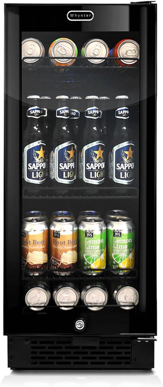 Whynter BBR-801BG Built Beverage Refrigerator and Cooler Mini Fridge with Glass Door with Lock, 3.0 Cubic Feet, Black, 100, Can
