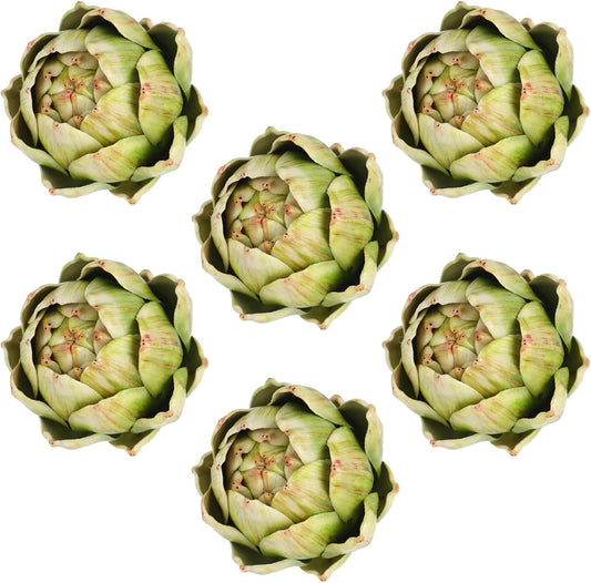 Timgle 6 Pcs Green Artificial Artichokes Fake Vegetables and Fruits for Summer Kitchen Wedding Bowl and Vase Decorations (Large)