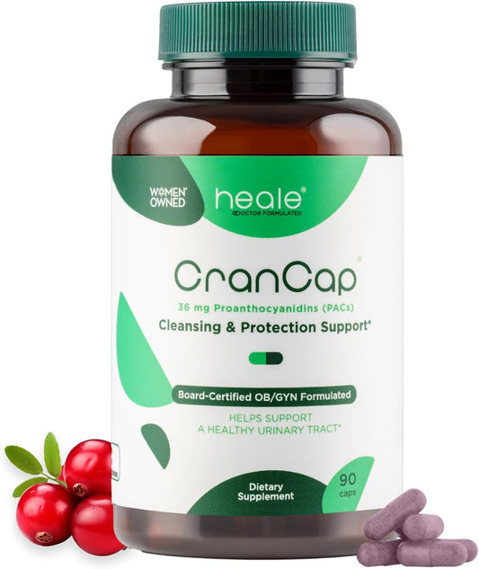 CranCap - Cranberry Pills - Urinary Tract Health Cranberry Supplement - 36mg of Potent PACs - Non GMO, Vegan, Gluten Free - by Heale - 90 Capsules