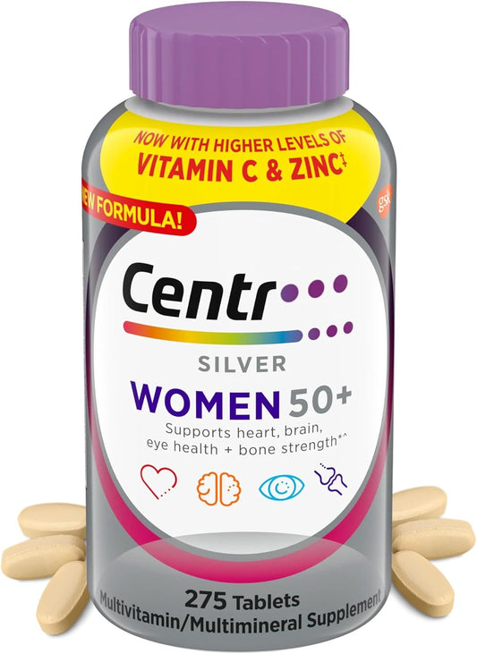 Silver Women 50 Plus, Multivitamin for Women, Minerals, Vitamins & Supplements, Hair Skin and Nails Vitamins, Vitamin C, Antioxidants Supplement, 275Ct Tablets (275)