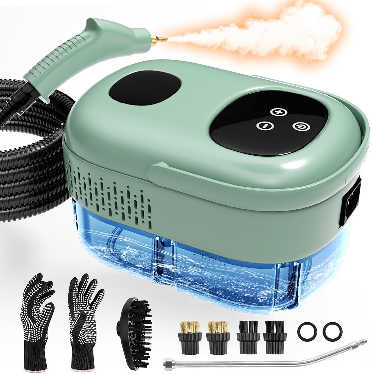 Steam Cleaner Handheld, 2500W High Pressure Steamer for Cleaning, Multi-Purpose Steamer for Home Use with 1.1L Water Tank, Car Steamer, Portable steamer for Kitchen, Furniture, Grout, Tile (Green)
