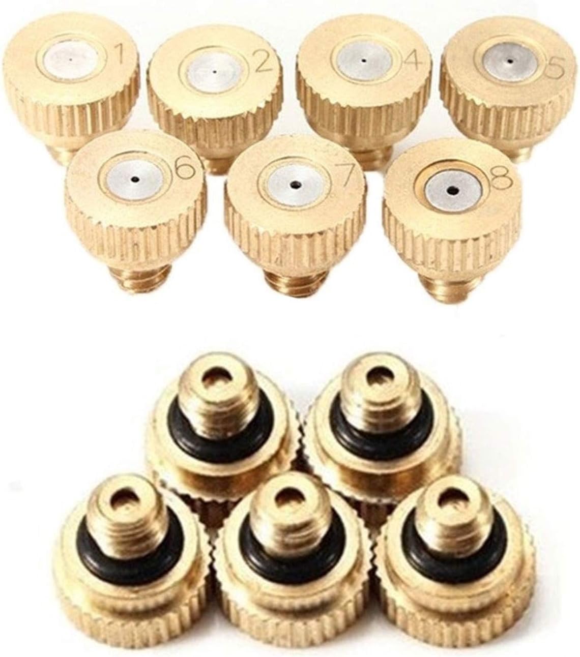 100pcs brass misting nozzles low pressure mister nozzle atomizing misting sprayer fog nozzles for garden humidification outdoor cooling dust control landscaping thread unc 10 24 size 0 1mm