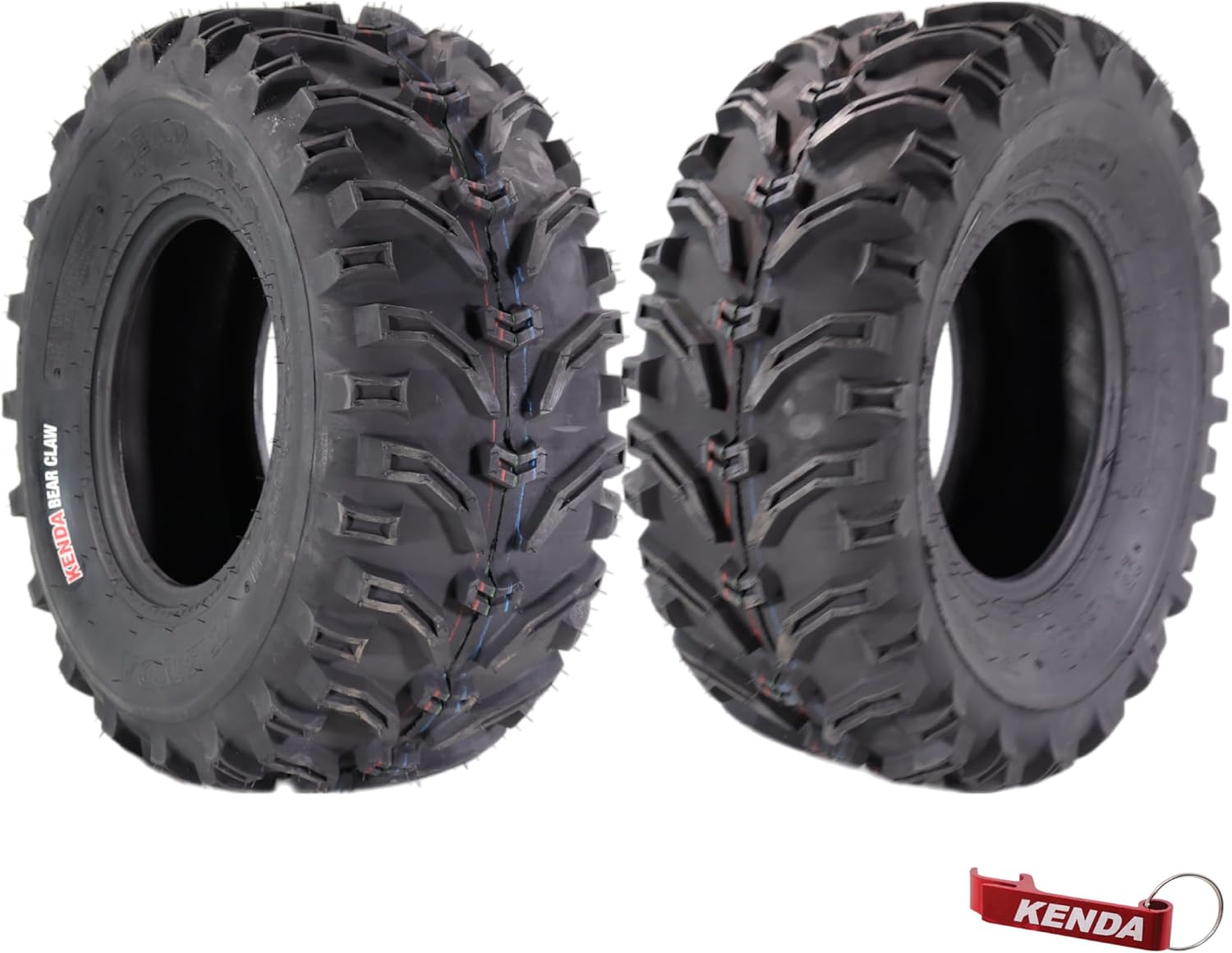 Kenda Bearclaw K299-25x10-11 Rear Tires for All Terrain (ATV), UTV, and Side by Side (SxS) Vehicles - 6-Ply - Bear Claw 25x10x11 with Kenda Keychain (2-Pack)
