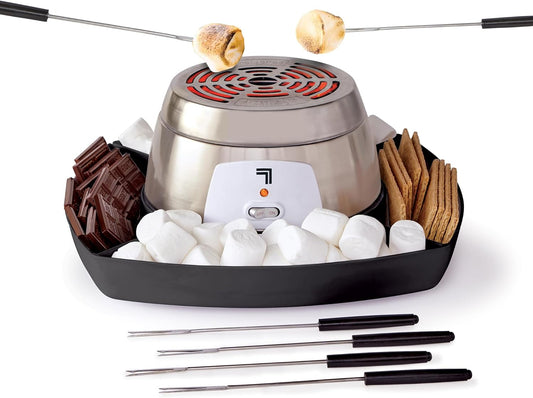 Sharper Image Electric S’mores Maker – 8-Piece Indoor S'mores Kit| 6 Skewers & Serving Tray| Flameless Tabletop Appliance for Kids & Families| Kitchen Gadget| Movie Night Date Night Housewarming Gift