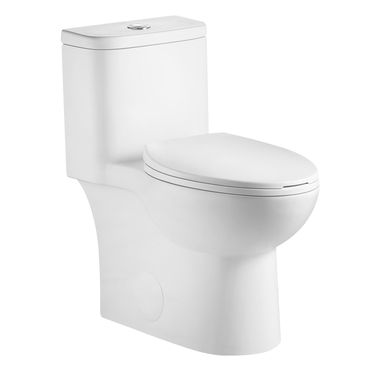 WELLFOR Gloss White Elongated Chair height 12-in Rough-In WaterSense 1.6 GPF Dual Flush Soft Close 1-piece Toilet