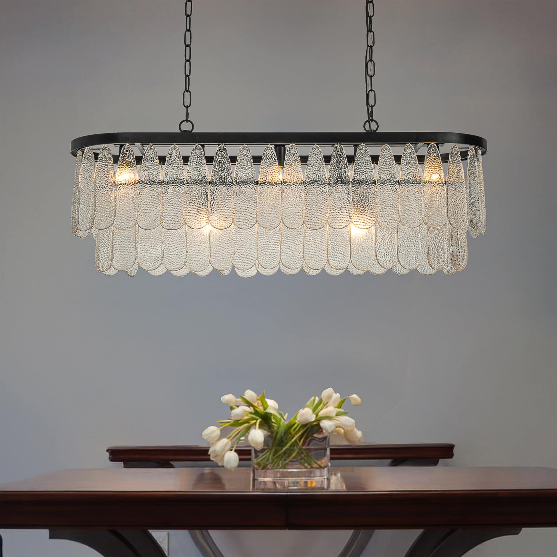 AloaDecor Lighting 5 -Light Matte Black Glam For Use in Bedrooms, Dining Rooms, Foyers, Kitchens, Living Rooms Chandelier