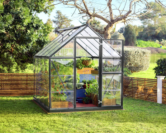 Canopia by Palram Hybrid 8-ft L x 6-ft W x 6.8-ft H Gray Frame/Clear Panels Greenhouse Kit