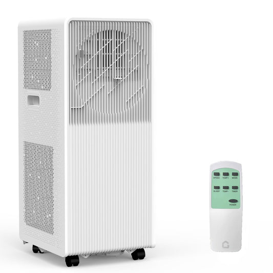 Qeetex 14000 BTU Portable Air Conditioner 3-In-1 AC Unit for Bedroom 225-300 Sq Ft with Drainage-freeDehumidifier/24 Timer/Window Kits/White