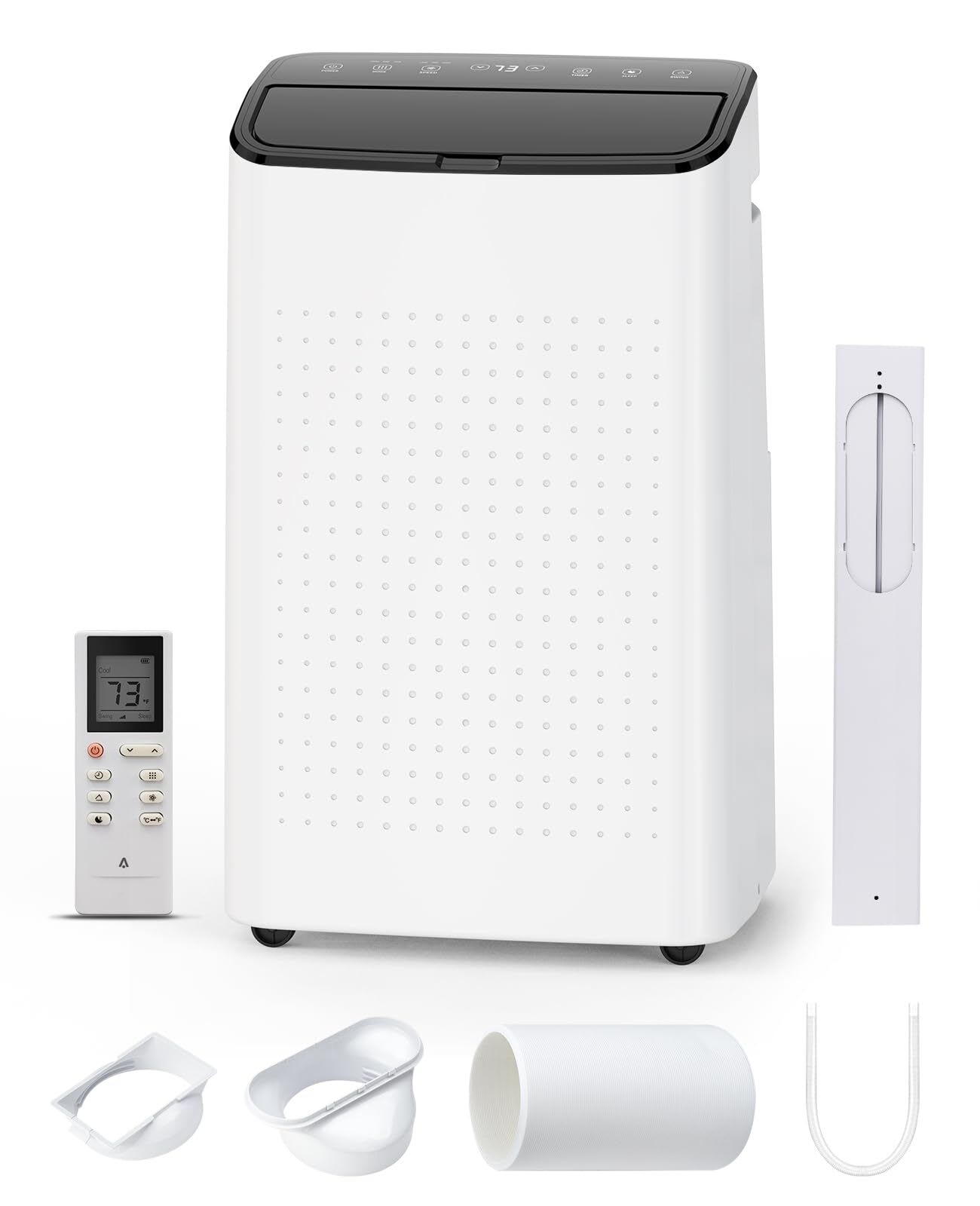 Qeetex 14000 BTU Portable AC - 3-in-1 Cool/Dehumidify/Fan for 700SqFt Smart/Sleep Mode 24H Timer  Window Kit Black