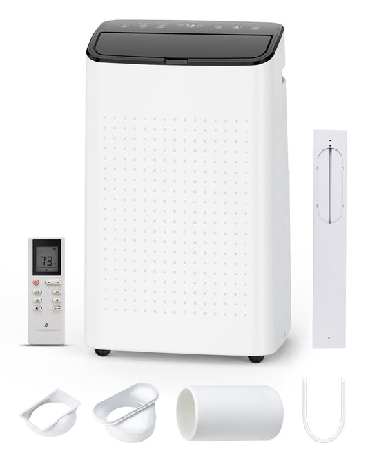 Qeetex 14000 BTU Portable AC - 3-in-1 Cool/Dehumidify/Fan for 700SqFt Smart/Sleep Mode 24H Timer  Window Kit Black
