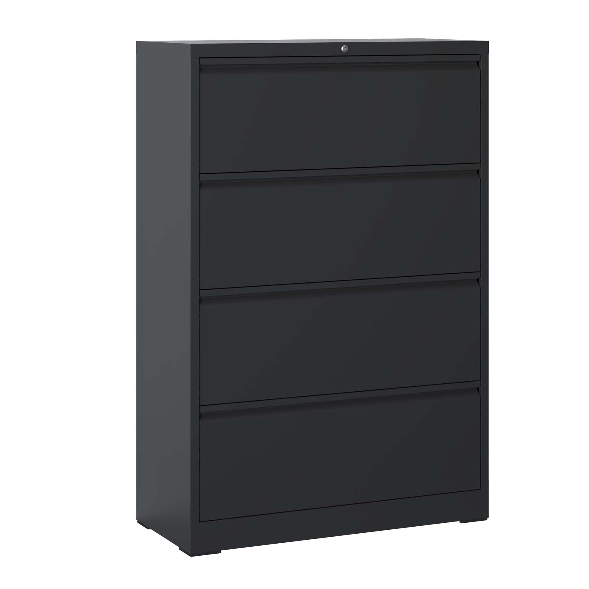 Tatayosi Lateral File Cabinet 4 Drawer Black Filing Cabinet with Lock Lockable File Cabinet for Home Office Locking Metal File Cabinet for Legal/Letter/A4/F4 Size