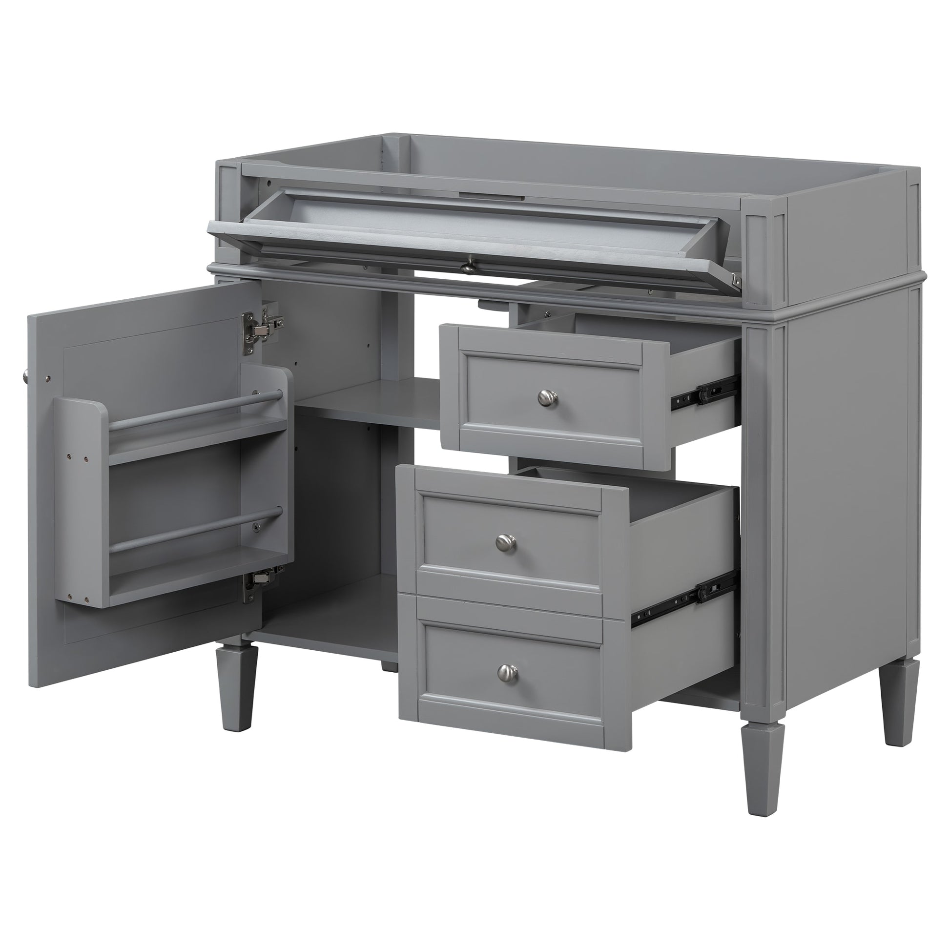 LOVMOR 36inch Bathroom Vanity without Top Sink Modern Bathroom Storage Cabinet with 2 Drawers and a Tip-out Drawer Solid Wood Frame NOT INCLUDE BASIN SINK