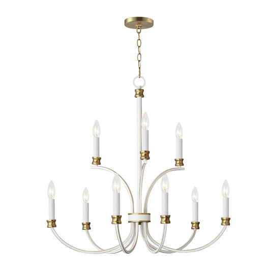 Maxim Lighting Charlton 8-Light Mid Century Modern / Transitional Weathered White/Gold Leaf Incandescent Chandelier