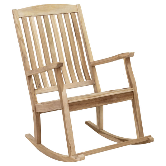 Sunnydaze Decor Sunnydaze Teak Outdoor Rocking Chair with Slatted Back - Wooden Front Porch Chair for Patio - Outside Porch Rocker - 325 lb Support