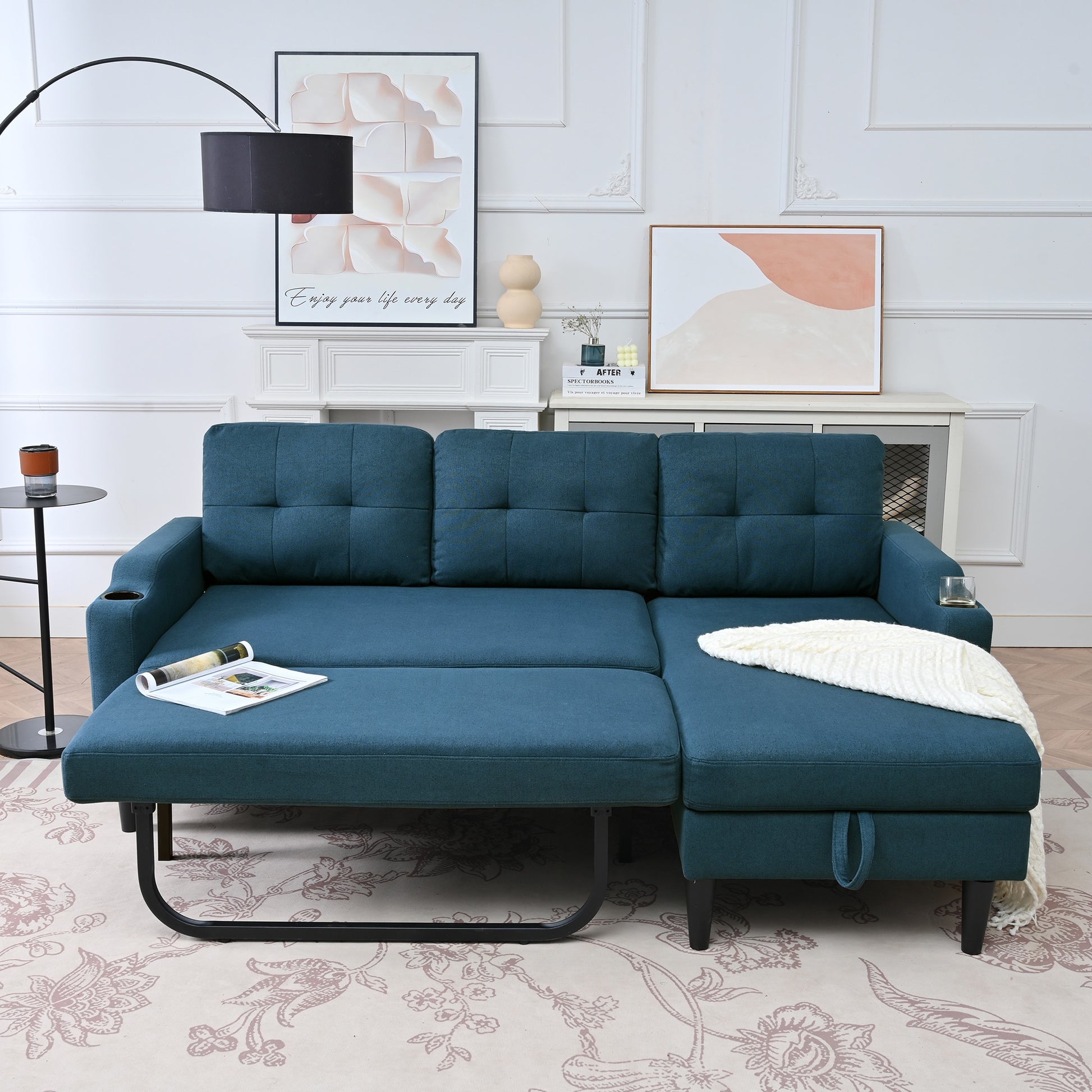 GDFStudio Contemporary Modular Sectional Sofa Blue