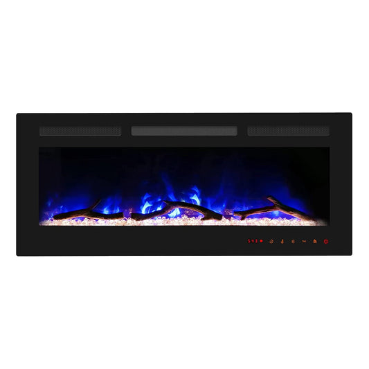 Dimakai 42-in W Black Wall mount Fan-forced Wall-mount Electric Fireplace with Remote Control Included