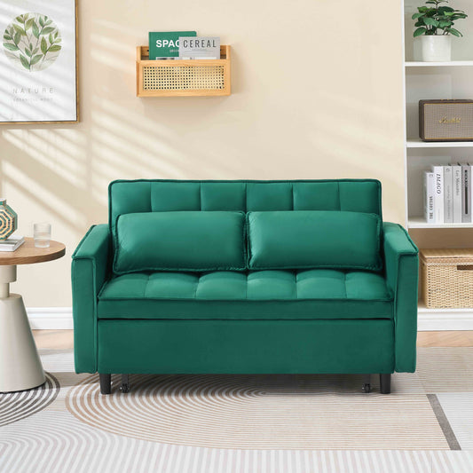 LOVMOR 55 green velvet sofa elegant with convenient pockets clever interpretation of the three in one conversion art