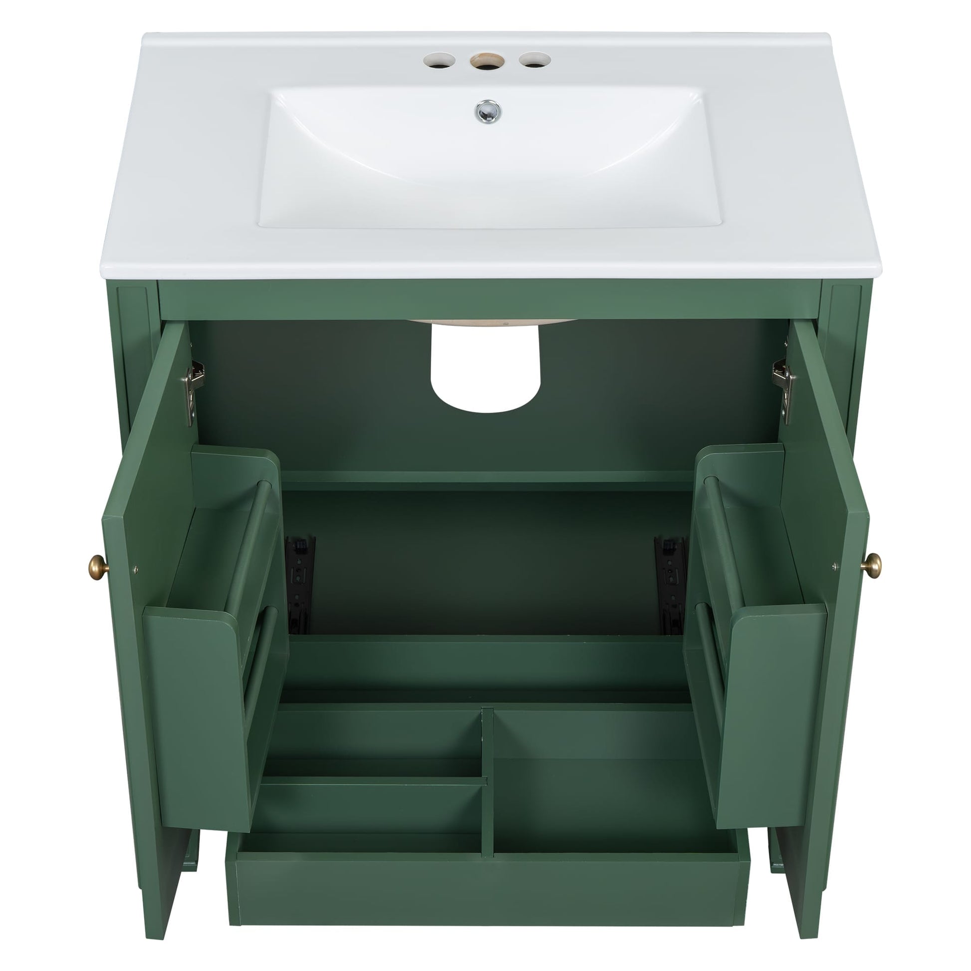 Misty Moon 30 Inch Green Bathroom Vanity with Sink Two Doors with Shelf Soft Close Door Hinges Vintage Style