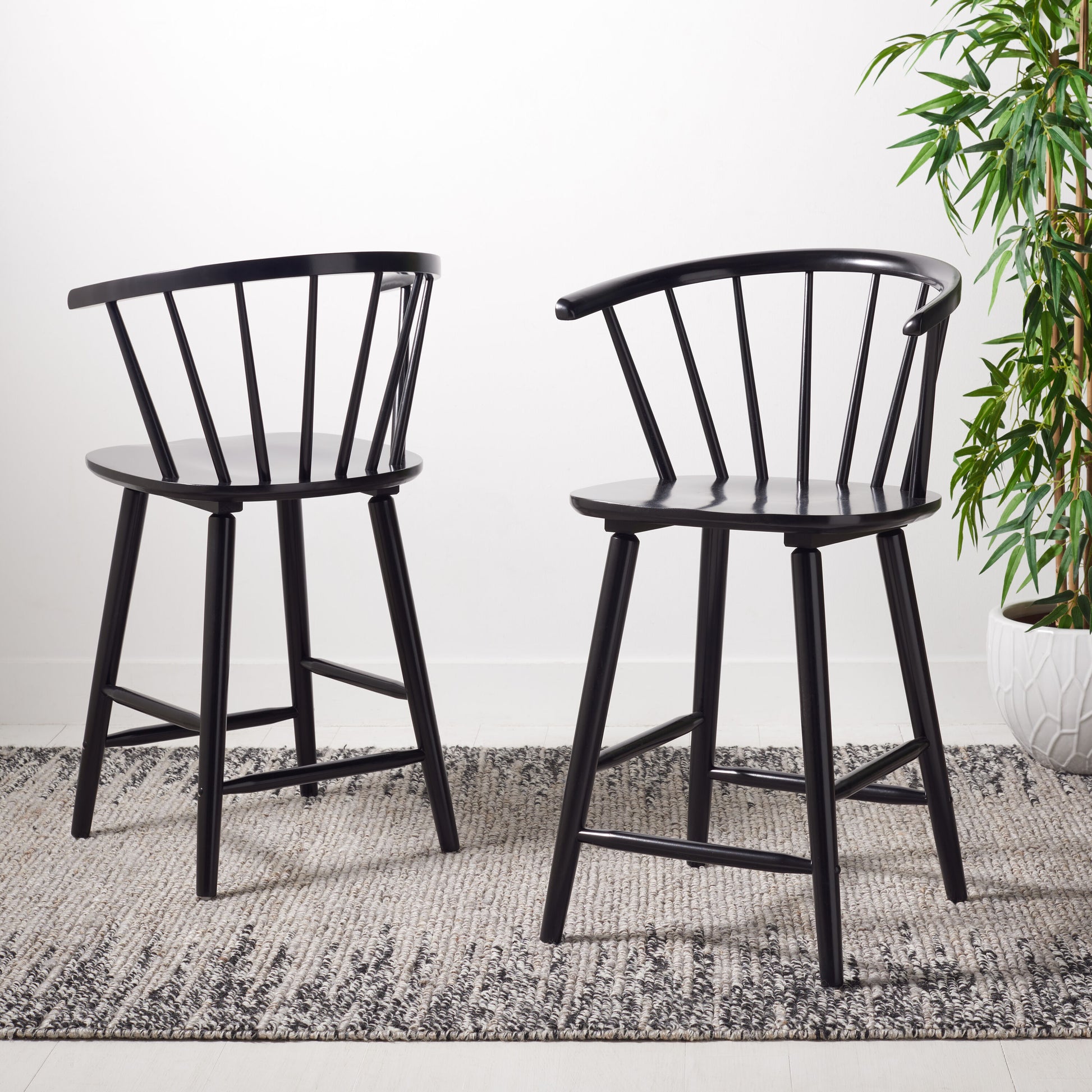 Safavieh Black 24-in H Tall Wood Bar Stool