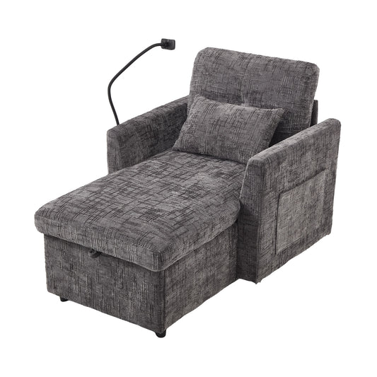 Damerin Couches, Sofas Loveseats 49.21-in Modern Gray Chenille 1 -seater Reclining Sofa