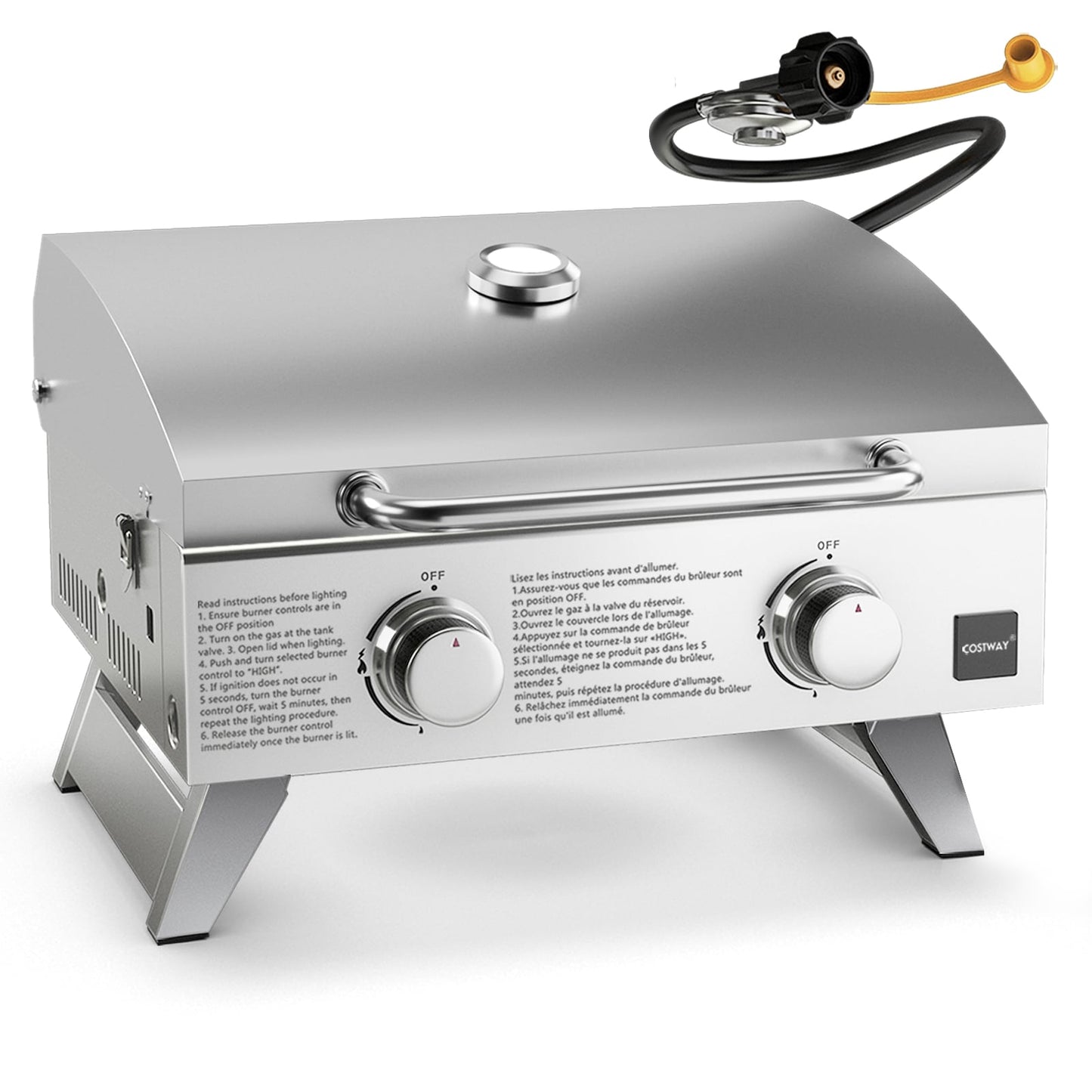 Slickblue 259 sq in Silver Portable Propane Grill for Patio Tailgates and Camping