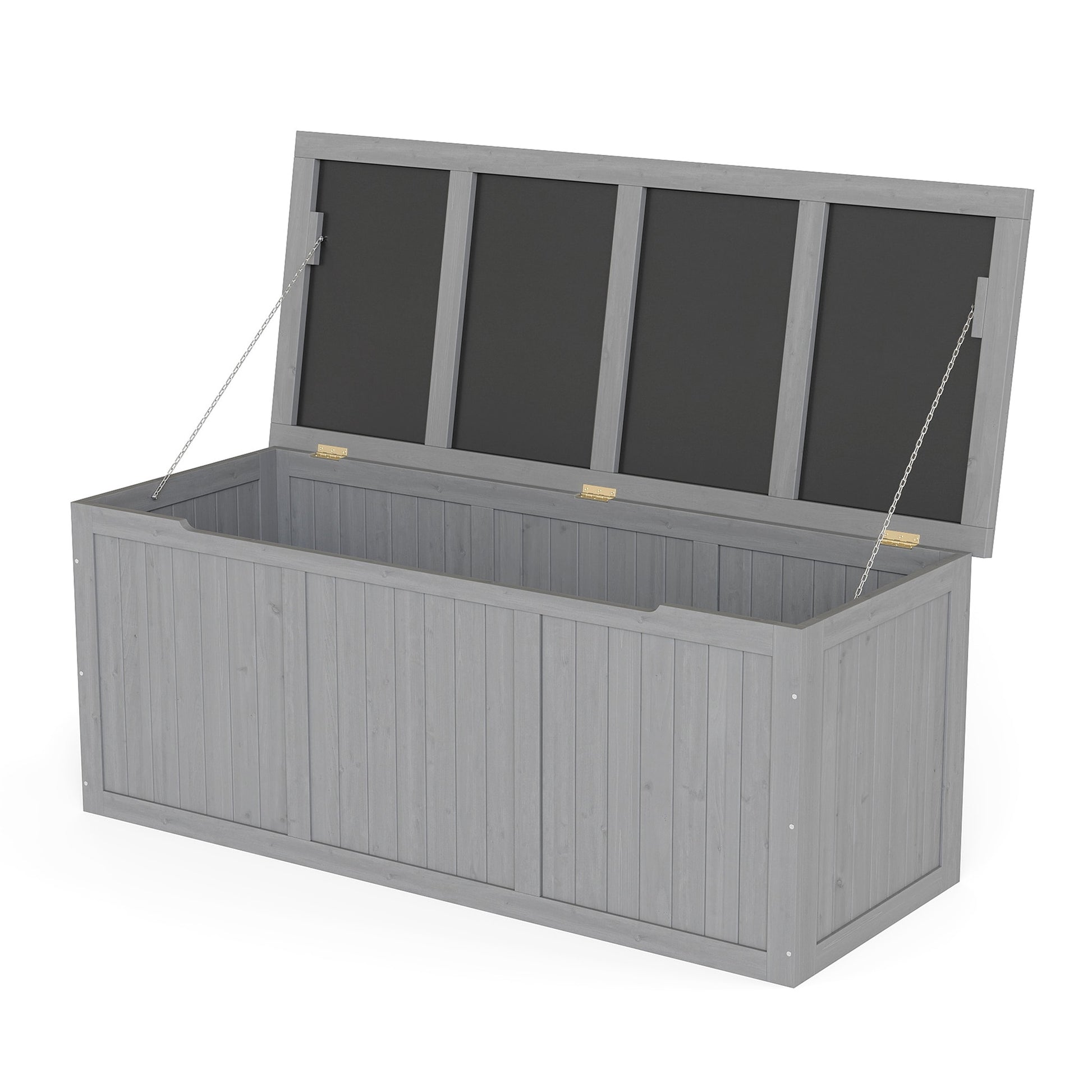 SINOFURN 60-in L x 24-in 112-Gallon Gray Wood Deck Box