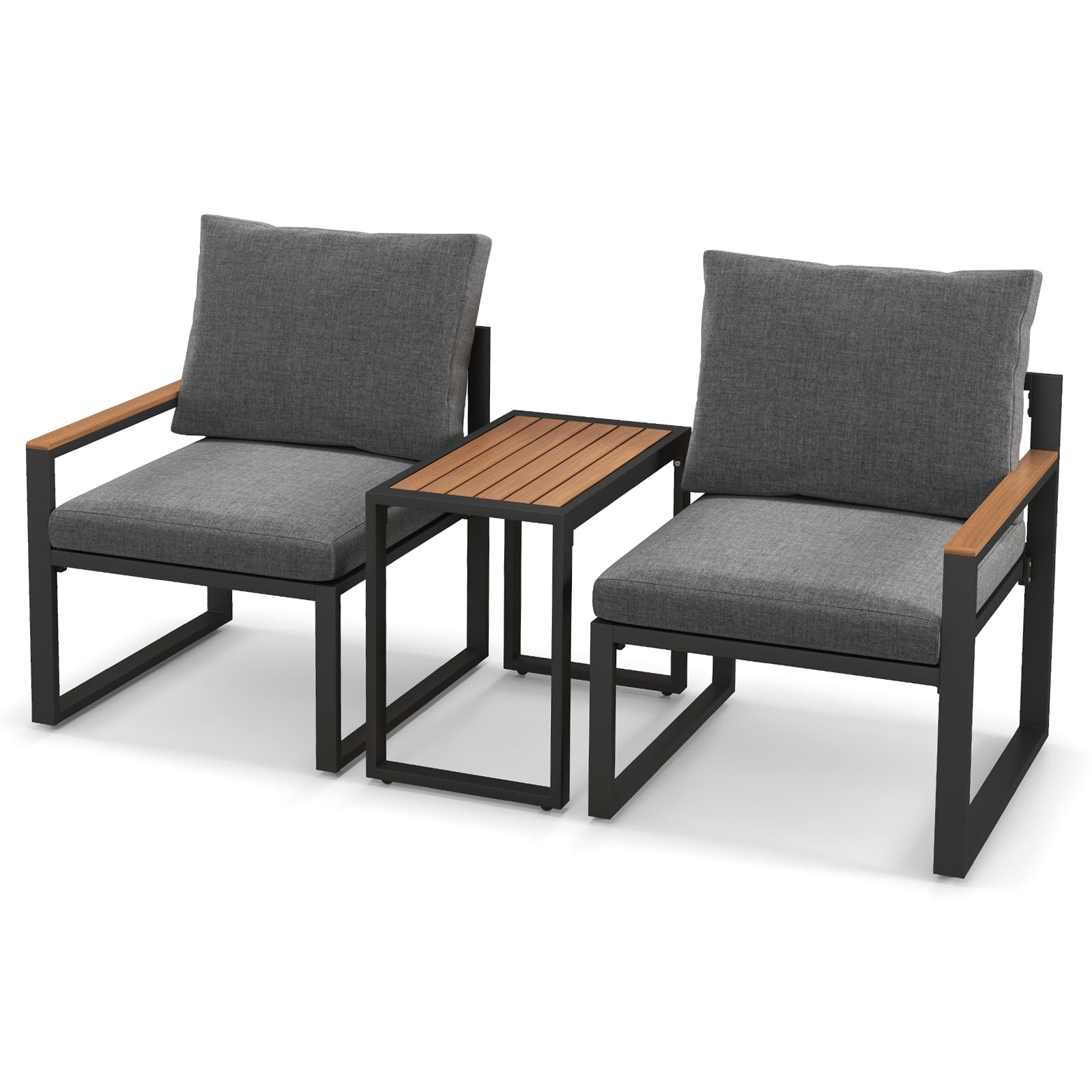 Slickblue Gray 5-Piece Aluminum Patio Conversation Set with 2 Sofas Olefin Cushions Included for Patio Deck or Backyard