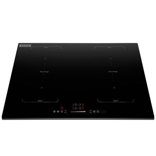 Empava 240V Electric Stove 30-in 4 burners Black Induction Cooktop with Bridge Element