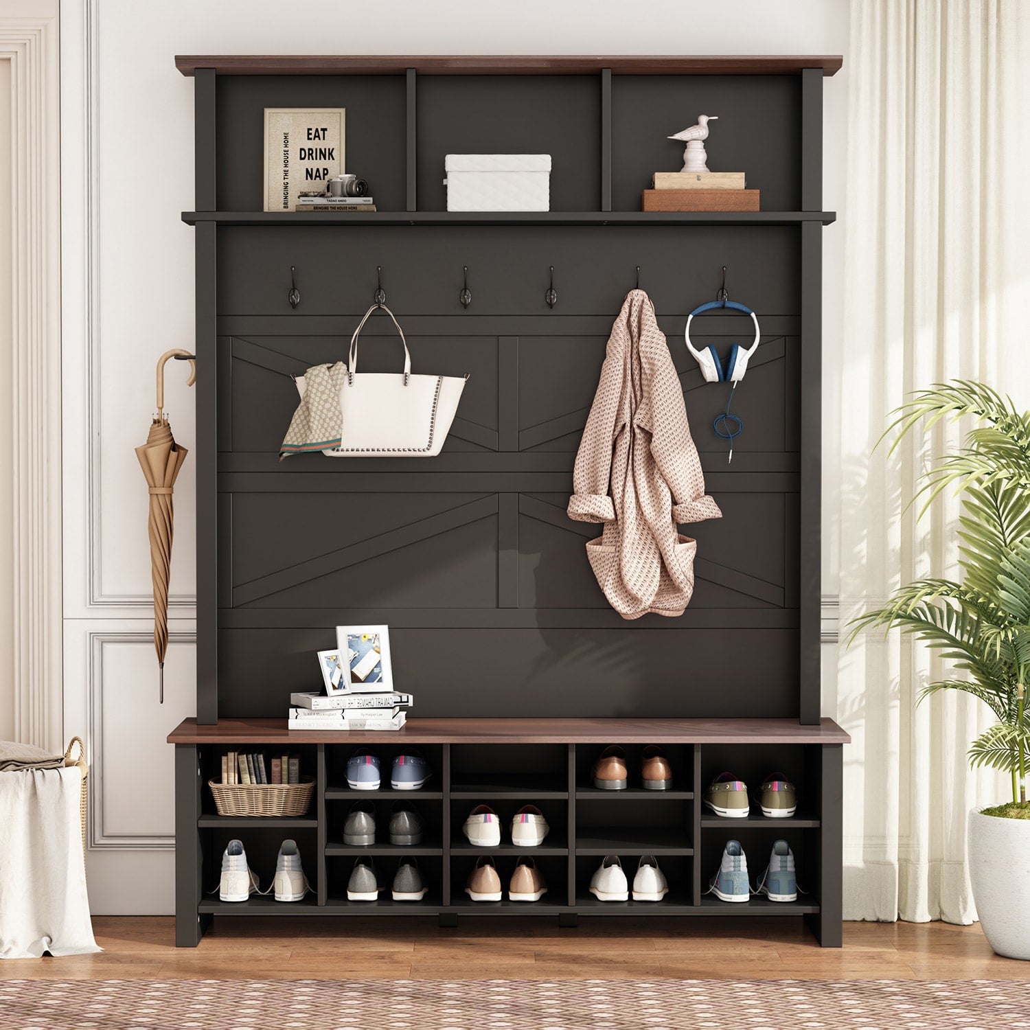 Mondawe Black Wood Clothing rack